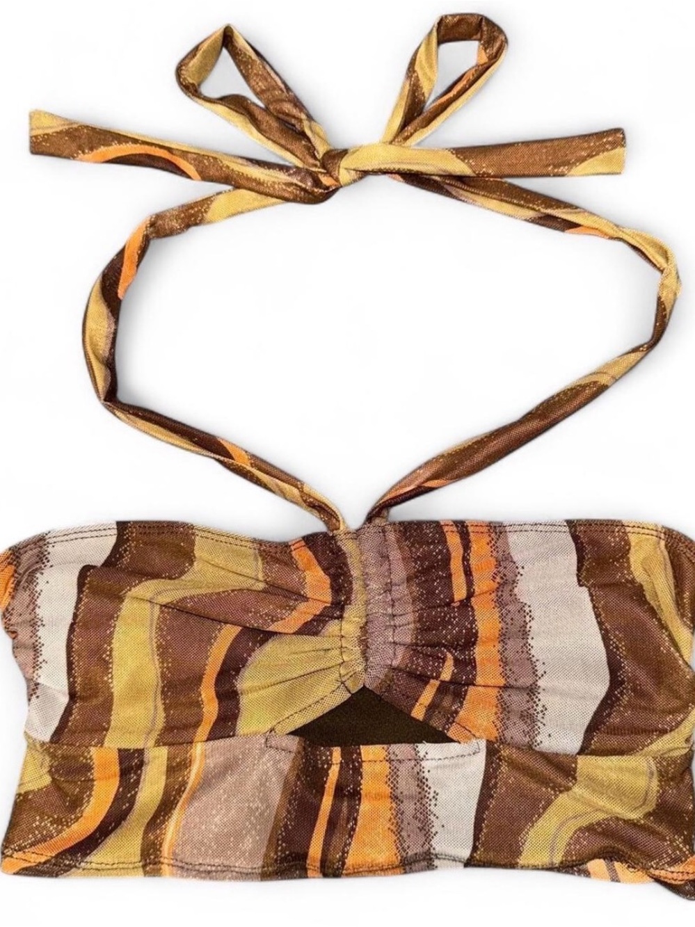 Motel Rocks Brown, Yellow & Orange Striped Halter Camisole